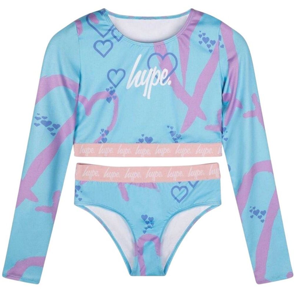 Hype Girls Graphic Print Two-Piece Swimsuit / Pink